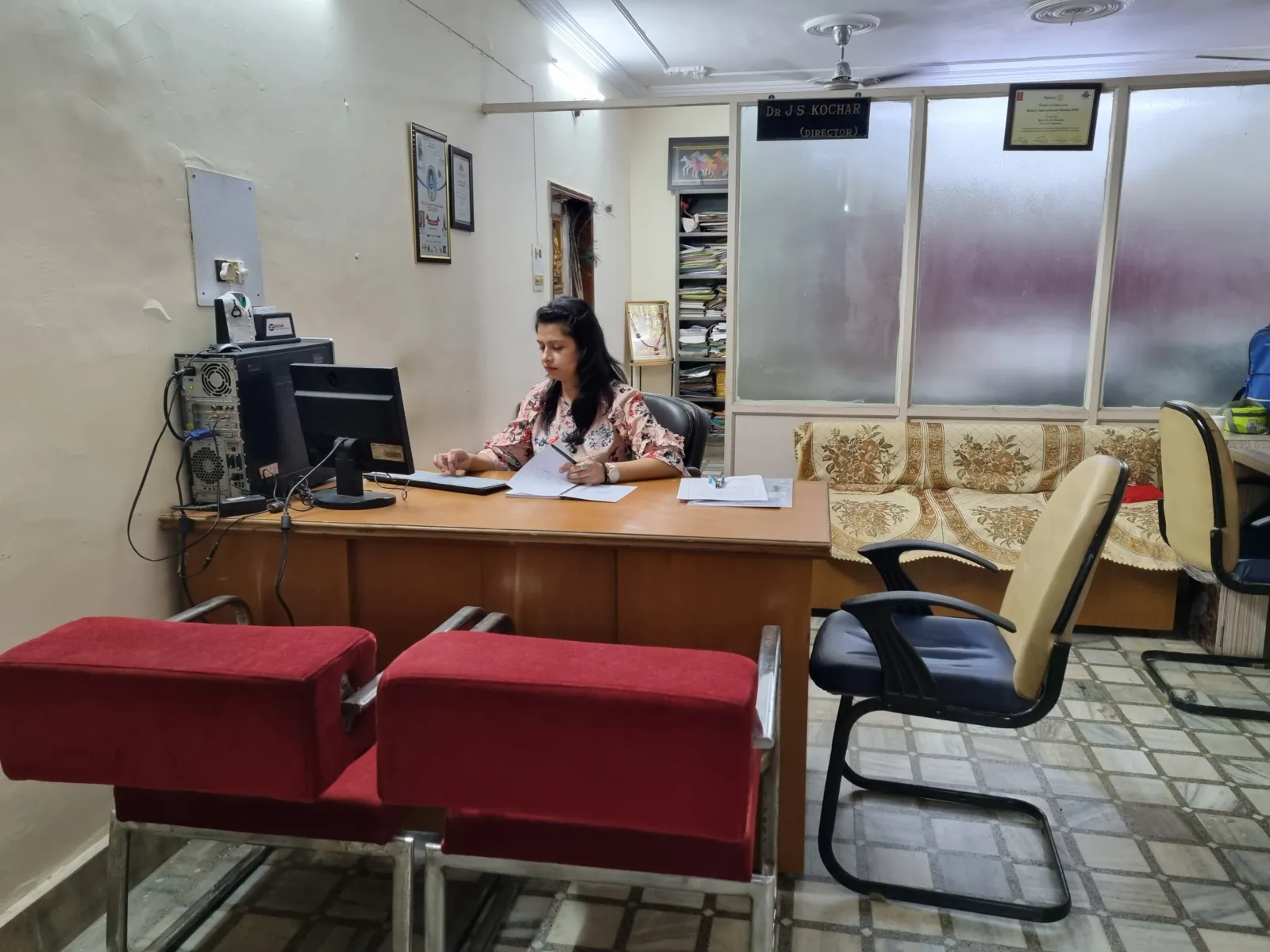 The counselling desk and waiting area at our Sri Ganganagar office